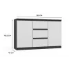 Kommode 2 Türen 3 Schubladen top e shop M-MP-K-MAL-2D3S-ANTBIA — Anthrazitrahmen, Weiße Türen, 1200×750×400 mm