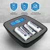 Batterieladegerät everActive NC1000MV2 – Ni-MH 4-Schacht USB-C Ladegerät, 4 Zellen, 5V, schwarz, 110×99×38 mm