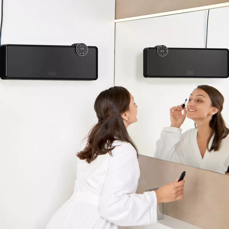 Wandheizgerät Schwarz & Decker BXWSH2001E 2000W, einstellbarer Thermostat, IP22, LED-Anzeige, Fernbedienung, wandmontierbar