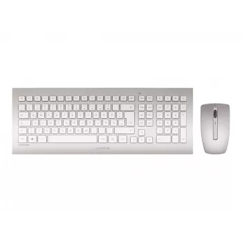 CHERRY DW 8000 Tastatur Maus enthalten Office RF Wireless QWERTZ Deutsch Silber, Weiß