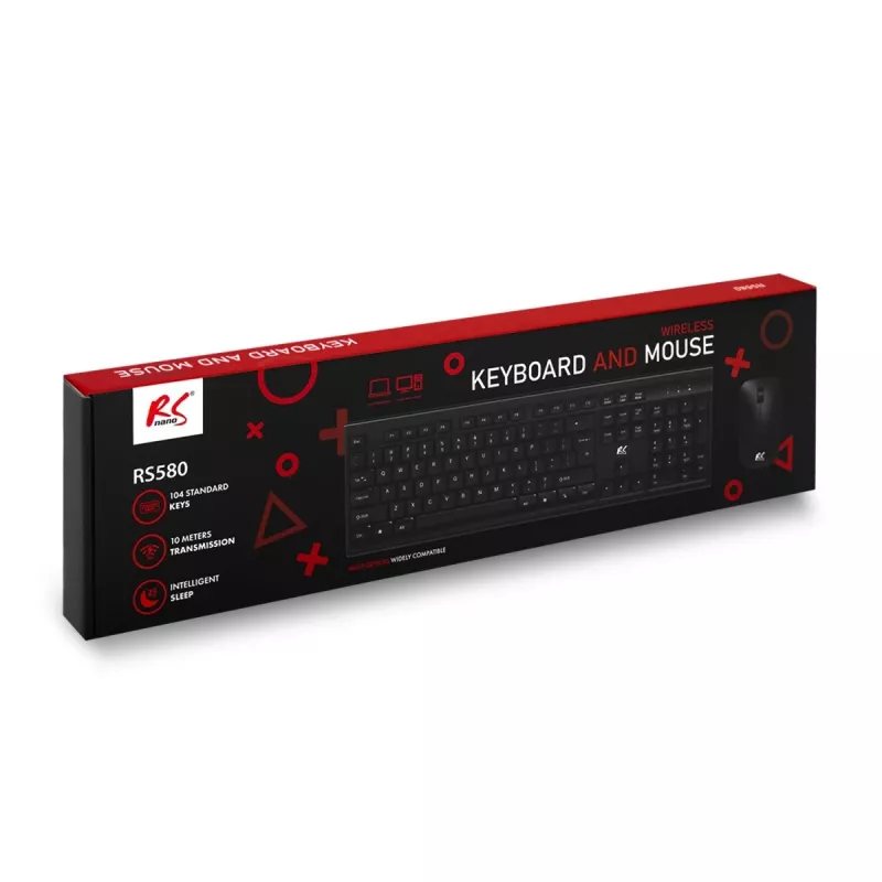 NanoRS Wireless Keyboard and Mouse Combo mit ergonomischem Design – RS580 für reibungslose und effiziente Nutzung