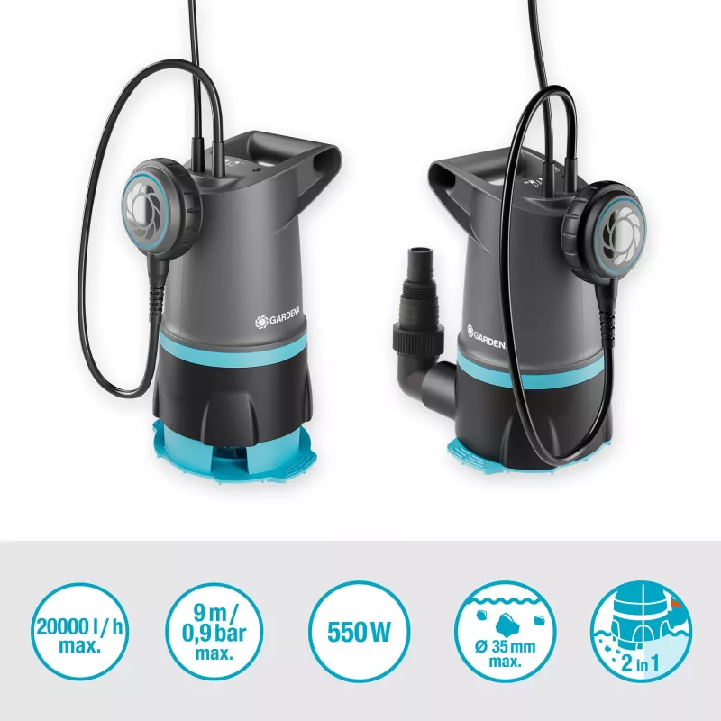 Tauchpumpe GARDENA 09018-47 — 550 W Motor für Wasserentfernung und -umleitung