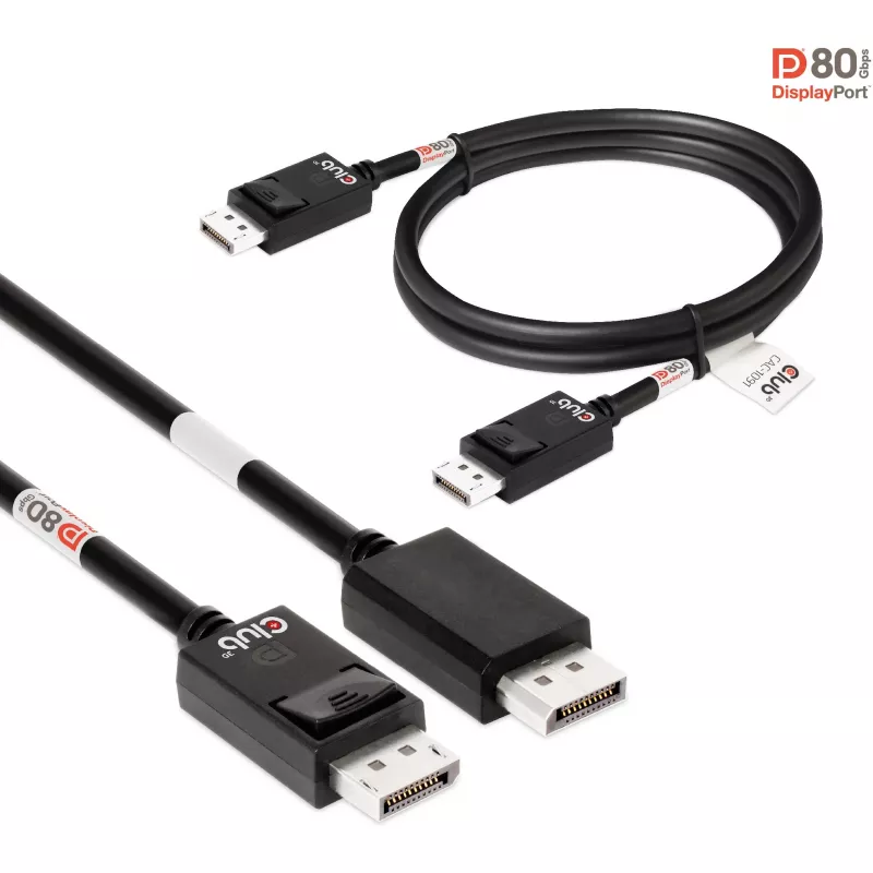 CLUB3D DisplayPort 2.1 Bi-Direktionales VESA DP80 Zertifiziertes Kabel 4K240Hz, 8K60Hz oder 10K30Hz M/M 1,2 m