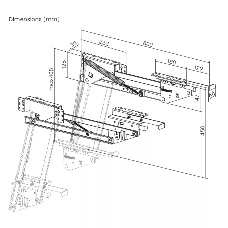 Küchenschrank-Aufsatz MACLEAN MC-497 Aufzug für Oberschränke, Hochziehmechanismus