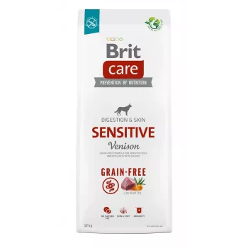 Trockenfutter für Hunde Brit Care Grain-Free Sensitive 12 kg — Kartoffel & Hirsch, Ausgewachsene Hunde, Empfindlicher Magen, Gluten- und laktosefrei