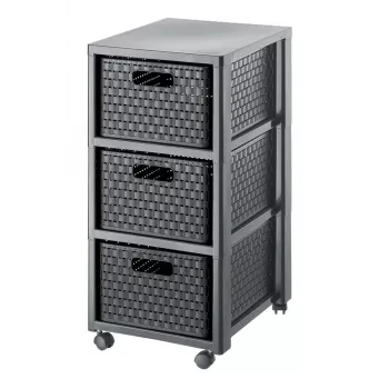 Aufbewahrungseinheit mit Schubladen Rotho Country 3 Schubladen Anthrazit Polypropylen 325×375×712 mm mit Rollen