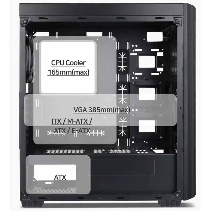 Gembird Fornax K500 ATX Computergehäuse, Midi-Tower, Schwarz