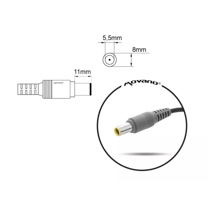 Notebook-Ladegerät MITSU 20V 4,5A (8,0x5,5 mm Hohlstecker) für Lenovo