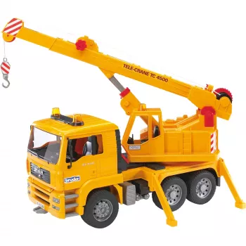 Kran-LKW BRUDER MAN BR-02754, ABS-Konstruktion, gelb, für Kinder ab 4 Jahren (ohne Licht- und Soundmodul)