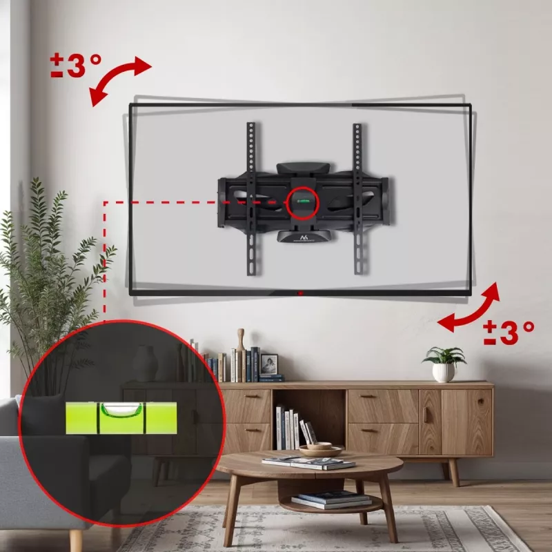 Wand-TV-Halterung MACLEAN MC-781 für Bildschirme von 66–177,8 cm (26–70 Zoll), neigbar -12–2°, VESA 100x100–400x400, max. Belastbarkeit 45 kg, schwarz