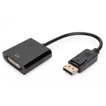 Assmann DisplayPort-Adapterkabel. DP - DVI (24+5) M/F. 0,15 m mit Verriegelung. DP 1.1 kompatibel. UL. bl. ohne Abschirmung. 32AWG (AK-340409-001-S)
