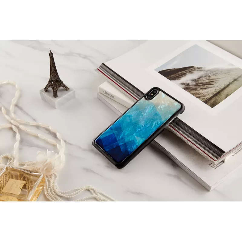 Handyhülle iKins für iPhone XS Max — blauer See schwarzes Finish