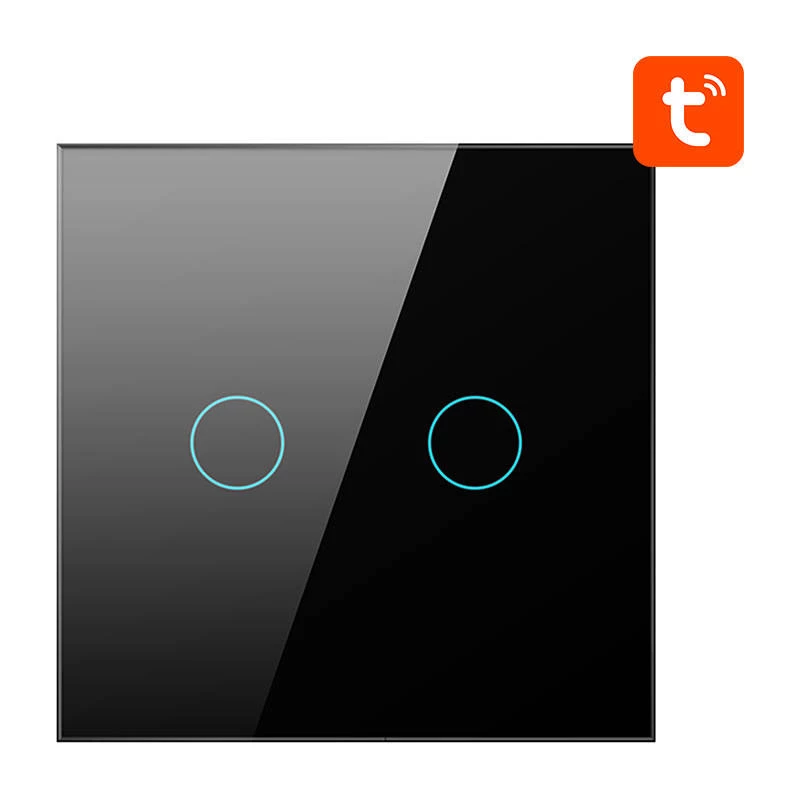 Intelligenter Lichtschalter Avatto ZTS02-EU-B2 ZigBee 2-Weg Schwarz, Wandmontage, EU-Modell