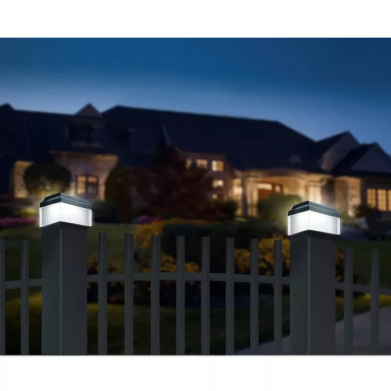 GB128 LED-Solarleuchte für Zaunpfosten und Garten, Schwarz - Grün Blue