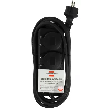 Brennenstuhl Verlängerungskabel IP44 2-fach schwarz 2,0 m H07RN-F 3G1,5 - Verlängerungskabel - AC 230 V - Ausgangsanschlüsse: 2 - 2 m (1159930)