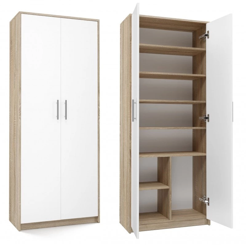 Aktenschrank OLIV 2D 74x35x180 cm, Sonoma-Eiche/weiß