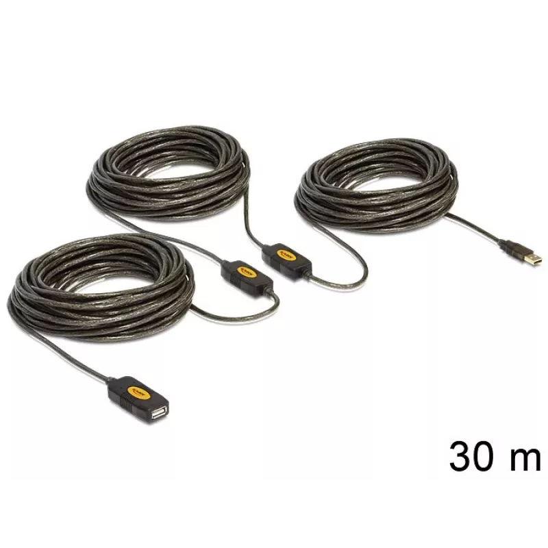 USB-Kabel DeLOCK 30m USB2.0 USB A Schwarz