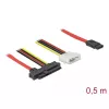 Delock - SATA-/SAS-Kabel - SAS 12Gbit/s - Interne Stromversorgung, 4-polig, Intern SAS, 29-polig (SFF-8482) auf SATA (W) - 50 cm