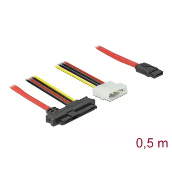 Delock - SATA-/SAS-Kabel - SAS 12Gbit/s - Interne Stromversorgung, 4-polig, Intern SAS, 29-polig (SFF-8482) auf SATA (W) - 50 cm