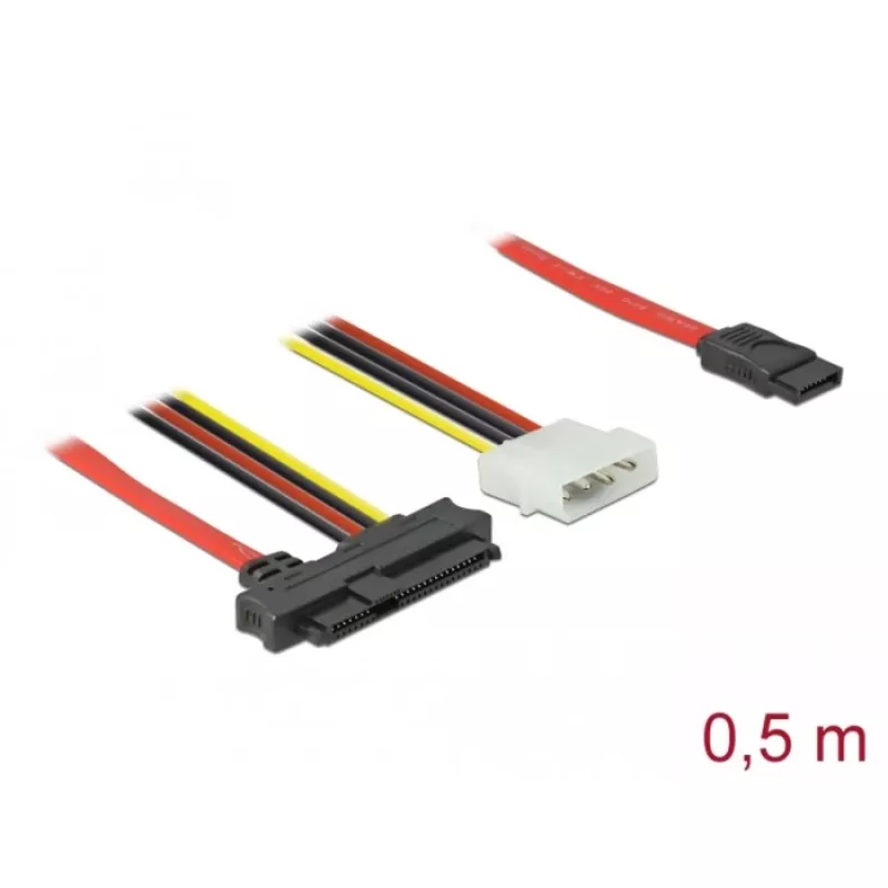 Delock - SATA-/SAS-Kabel - SAS 12Gbit/s - Interne Stromversorgung, 4-polig, Intern SAS, 29-polig (SFF-8482) auf SATA (W) - 50 cm