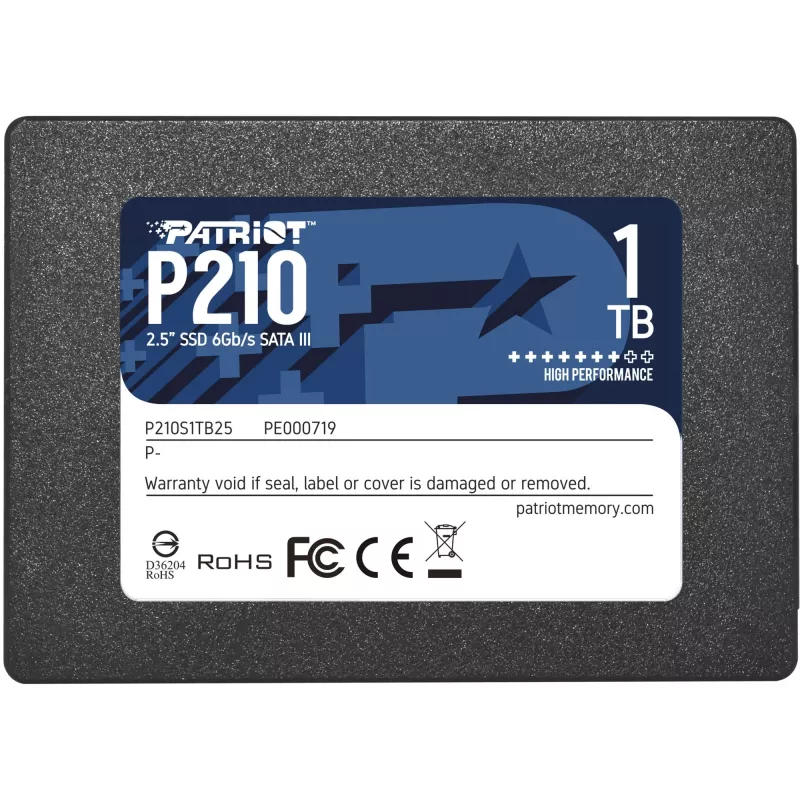 2,5 Zoll SATA III SSD PATRIOT P210 1 TB – 500 MB/s Lesen, 400 MB/s Schreiben, 7 mm Höhe