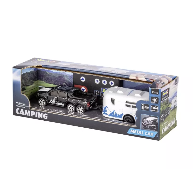 RC-Auto mit Wohnwagen REVELL 23566 — ferngesteuertes Mini-Modell, batteriebetrieben, Spielzeugfahrzeug