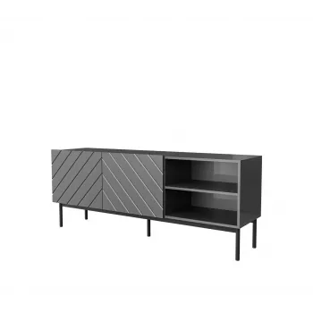 AV/TV-Schrank cama meble ABETO RTV auf schwarzem Stahlgestell 150x42x60 cm Graphit/glänzendes Graphit