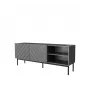 AV/TV-Schrank cama meble ABETO RTV auf schwarzem Stahlgestell 150x42x60 cm Graphit/glänzendes Graphit