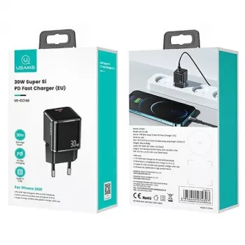 Wandladegerät usams T45 30W USB‑C PD3.0 für Smartphones und Tablets