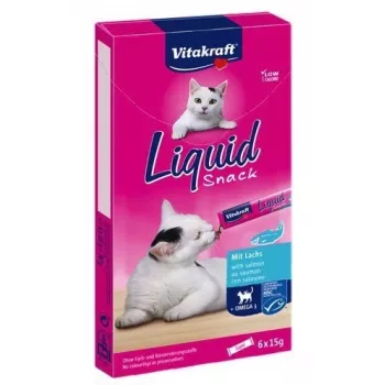Katzenleckerli Vitakraft Liquid Snack Junior Huhn Fisch Schwein Paste 6×15 g, Feuchtigkeit 88,5%