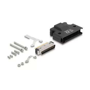 DELOCK MDR-Stecker 50-polig Lötanschluss mit Gehäuse, schwarz, 41,1×50×12,7 mm