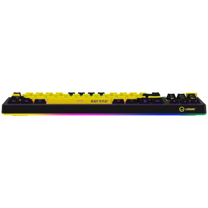 LORGAR KBP70TKLW, Kabellose TKL Mechanische Gaming-Tastatur Pro, Schwarz/Gelb, EN-Layout