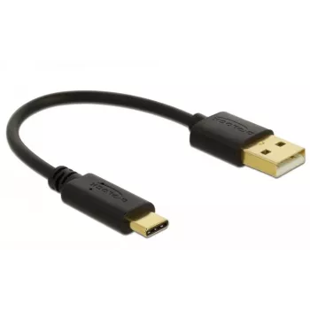 DeLOCK USB-Ladekabel Typ-A auf USB Typ-C 15 cm Schwarz