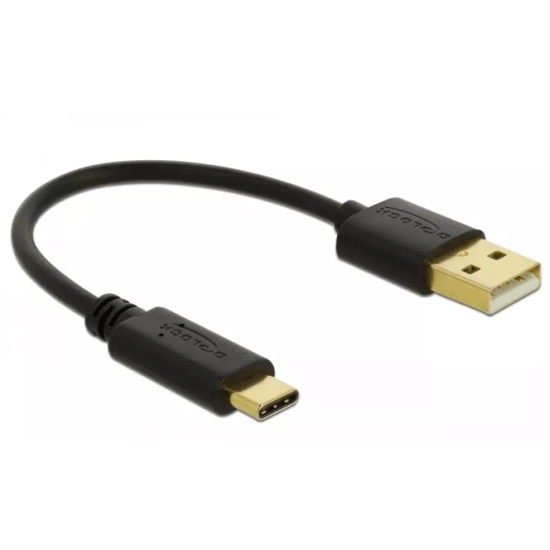 DeLOCK USB-Ladekabel Typ-A auf USB Typ-C 15 cm Schwarz