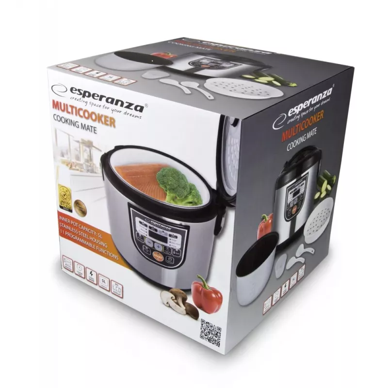 Multikocher ESPERANZA EKG011, 5 L Fassungsvermögen, 860 W, Schwarz/Edelstahl