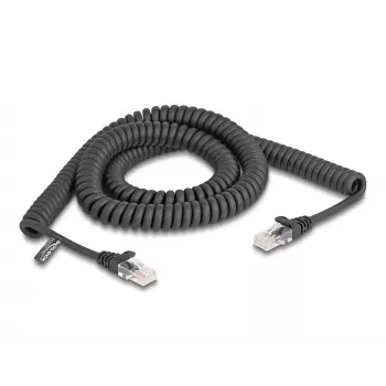 DeLOCK RJ45 Spiralkabel Stecker auf Stecker Cat.5e 3 m schwarz
