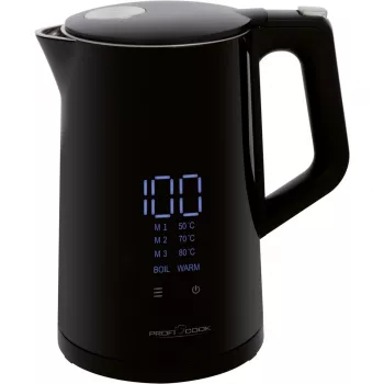 Wasserkocher ProfiCook PCWKS1243 — 1,7 L, 2200 W, Temperaturregelung 50–100°C, schwarz