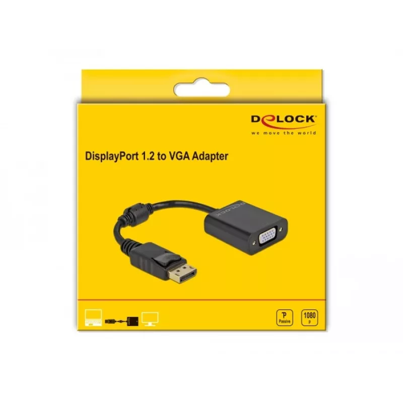 Adapter DisplayPort 1.2 Stecker auf VGA Buchse DeLOCK 61006