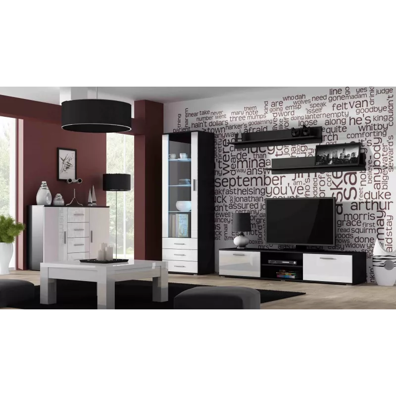 Cama Wohnzimmer-Sideboard UNI schwarz/weiß glänzend