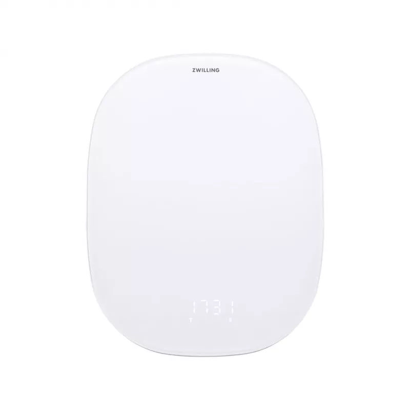 Elektronische Küchenwaage ZWILLING Enfinigy Silber Weiß — 10 kg Kapazität, 1 g Genauigkeit, LCD-Anzeige