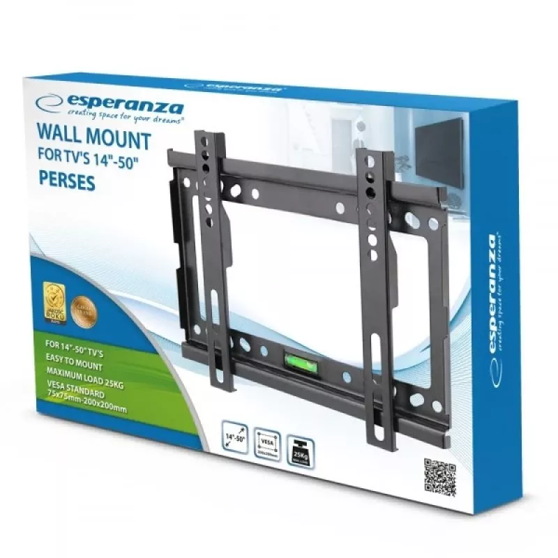 TV-Wandhalterung Esperanza PERSES für 35,6–127 cm (14 Zoll–50 Zoll) Bildschirme, VESA 75x75–200x200, max. 25 kg, schwarz