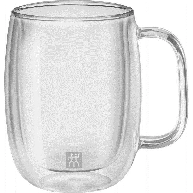 Glaskaffeetassen ZWILLING 39500-112-0 doppelwandig 335 ml, Set mit 2, oval, hitzebeständig, mit Henkeln