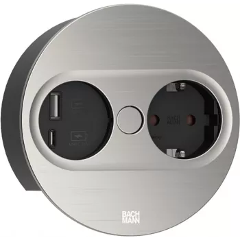 Steckdose Typ F Bachmann 946.004 USB A USB C Edelstahl