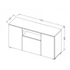 Sideboard Cama Meble VIVA 150 — weiß/weiß Hochglanz und Sonoma Eiche, 3 Türen, 5 Einlegeböden, 1500×450×800 mm