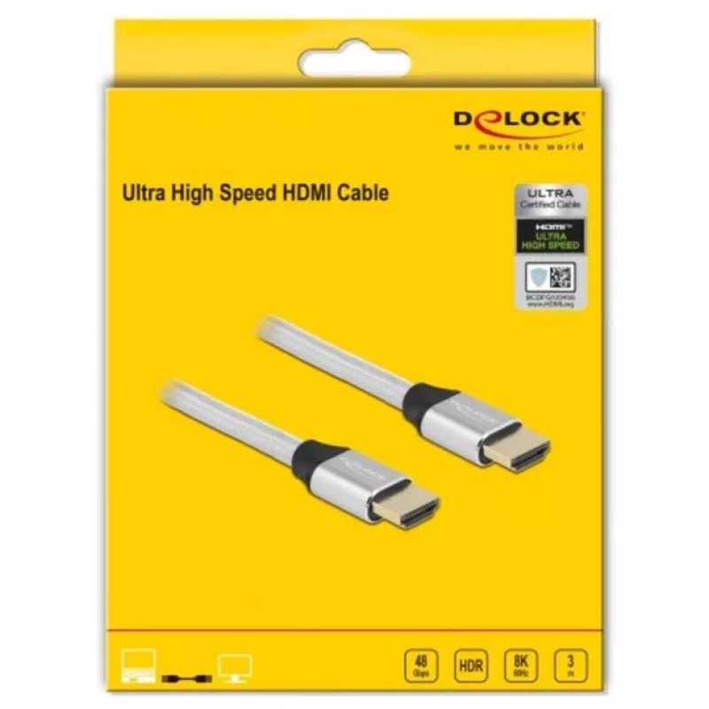 HDMI-Kabel DeLOCK Ultra High Speed 48 Gbps 8K 60 Hz Silber 3 m