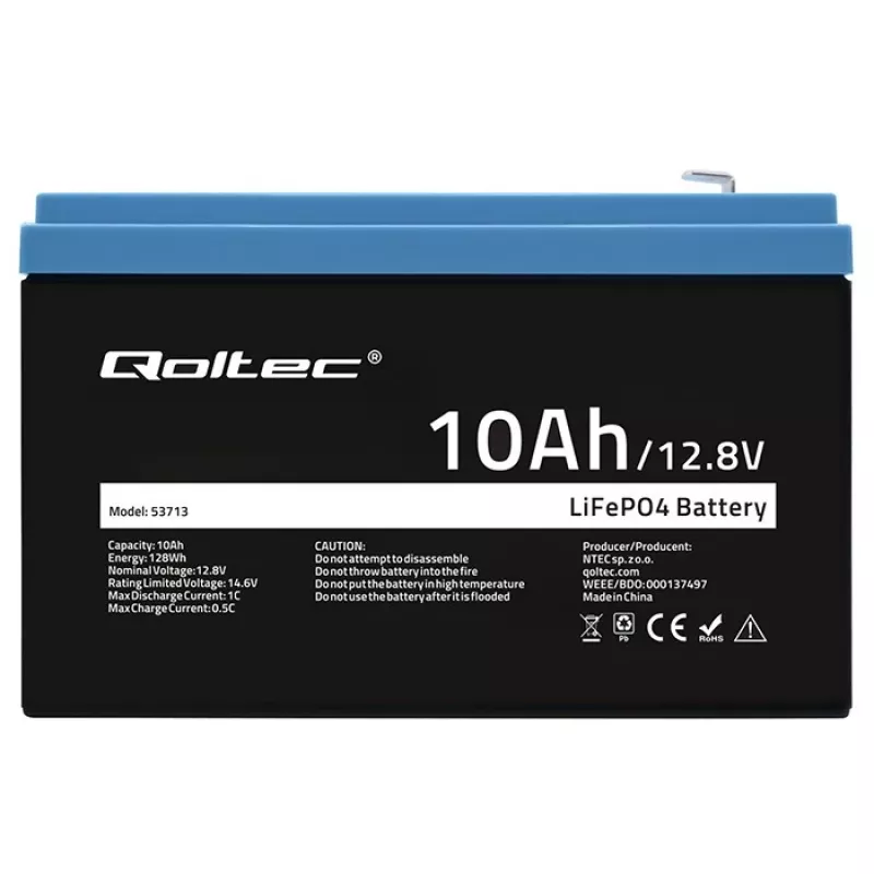 Akkupack LiFePO4 QOLTEC 10Ah 12,8V 128Wh mit integriertem BMS