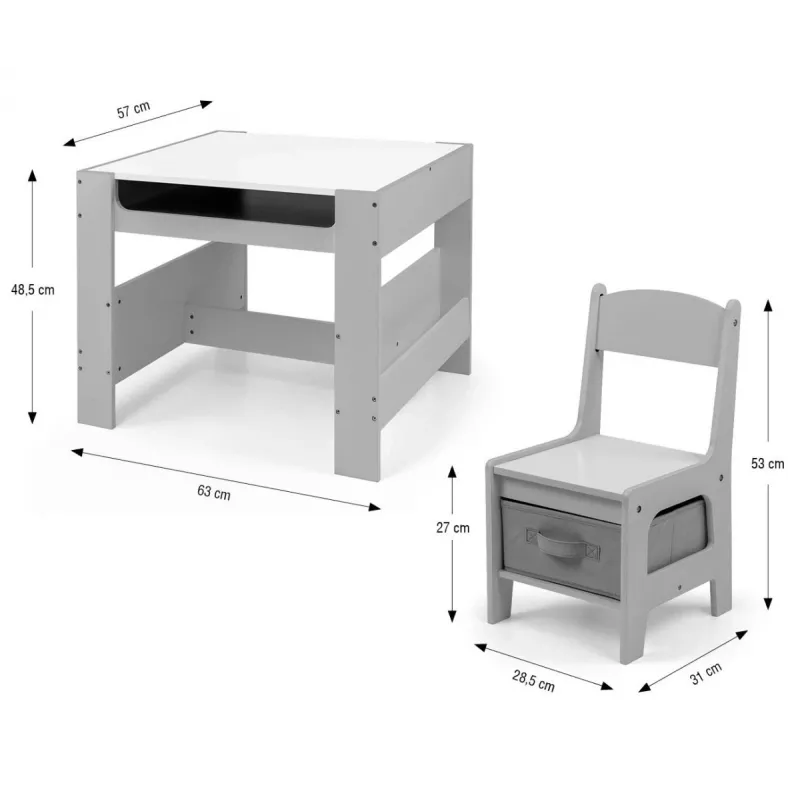 Kindermöbelset Milly Mally Sven Grau 5489 — kompaktes Set in Grau