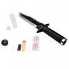 Feststehendes Überlebensmesser Cinema Classic CC-H2 — 400 mm Gesamtlänge, 250 mm Stahlklinge, glatt und gezahnt, schwarzer Griff, inklusive Lederscheide