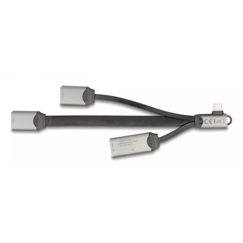 DeLOCK 64303 USB 3.2 Gen 1 Typ-C Hub 5000 Mbit/s Grau