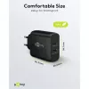 USB-C Dual-Fast Charger, PD, GaN, 65 Watt (schwarz, 1x USB-C, 1x USB-A, Power Delivery)